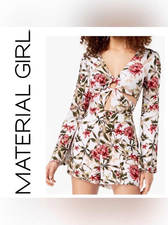 Material Girl Pants - 🌟🌟 Bell Sleeves Cutout Front Floral Romper